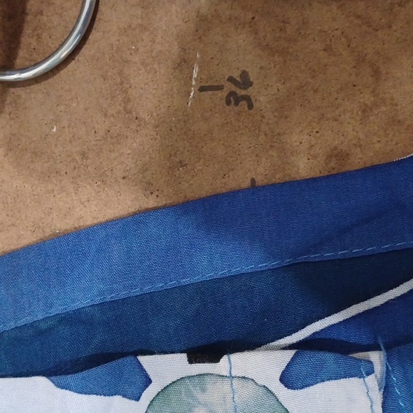 90's vtg Java Lava XL(T) Go w/the Flow Coll Blue Abstract Design Rayon Aloha Sht - Picture 8 of 9